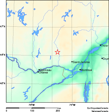carte des environs du s&eacute;isme