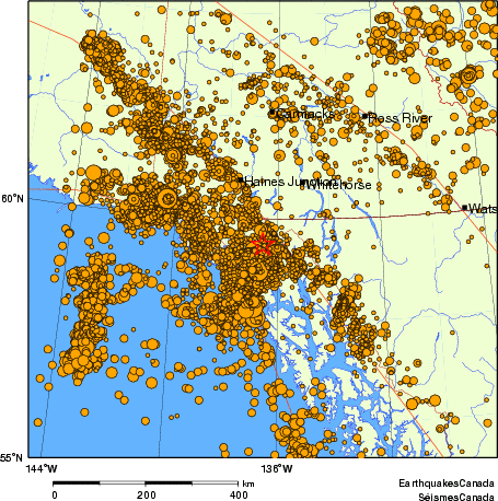 Map of earthquakes magnitude 2.0 and larger, 2000 - present