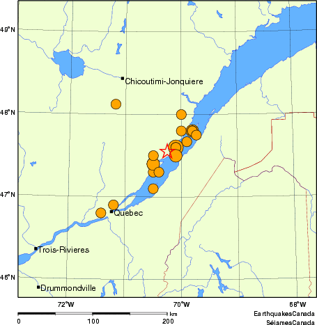 carte des s&eacute;ismes historiques de magnitude 5,0 et plus