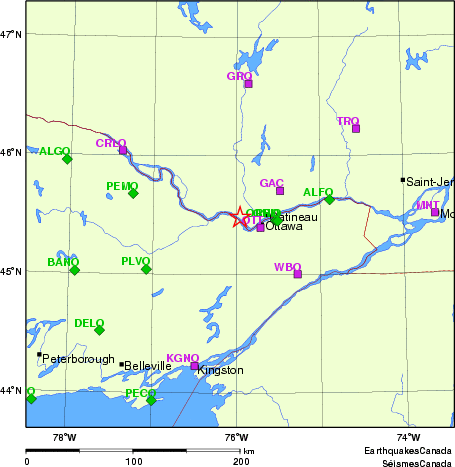 carte des localisations des stations sismologiques locales