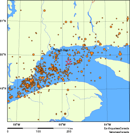 carte des des séismes de magnitude 2,0 et plus depuis 2000
