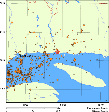 carte des des séismes de magnitude 2,0 et plus depuis 2000