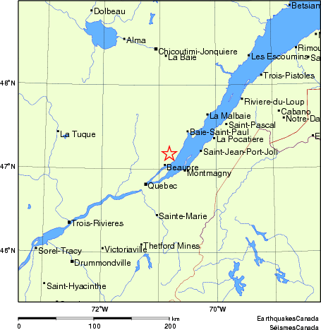 carte des endroits près de l'épicentre