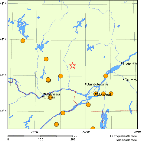 carte des séismes historiques de magnitude 5,0 et plus. Détails dans le tableau de données ci-dessous