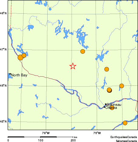 carte des séismes historiques de magnitude 5,0 et plus. Détails dans le tableau de données ci-dessous