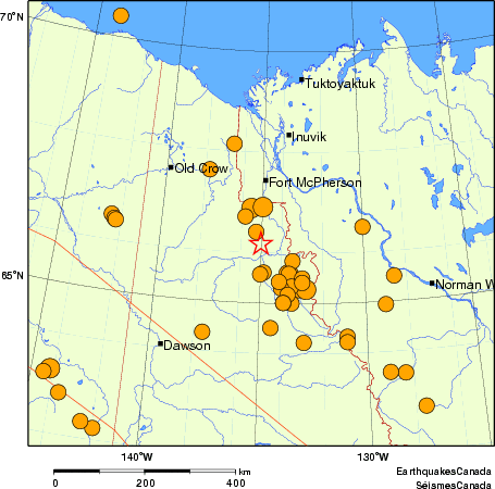 carte des séismes historiques de magnitude 5,0 et plus. Détails dans le tableau de données ci-dessous