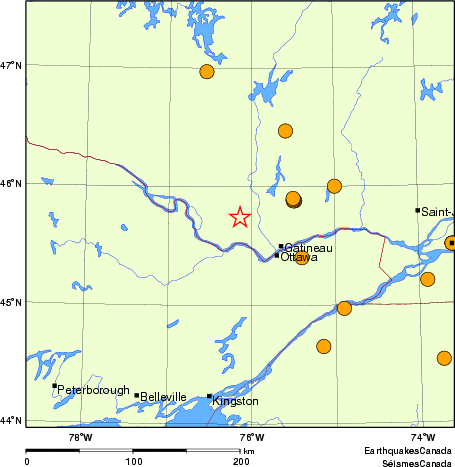 carte des séismes historiques de magnitude 5,0 et plus. Détails dans le tableau de données ci-dessous
