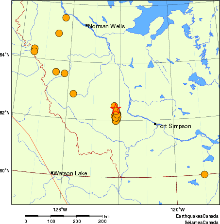 carte des séismes historiques de magnitude 5,0 et plus. Détails dans le tableau de données ci-dessous