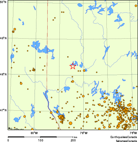 carte des des séismes de magnitude 2,0 et plus depuis 2000