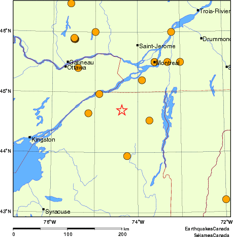 carte des séismes historiques de magnitude 5,0 et plus. Détails dans le tableau de données ci-dessous