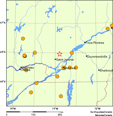carte des séismes historiques de magnitude 5,0 et plus. Détails dans le tableau de données ci-dessous