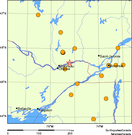 carte des séismes historiques de magnitude 5,0 et plus. Détails dans le tableau de données ci-dessous