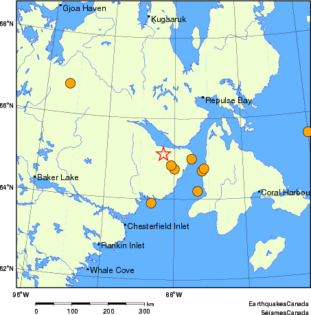 carte des séismes historiques de magnitude 5,0 et plus. Détails dans le tableau de données ci-dessous