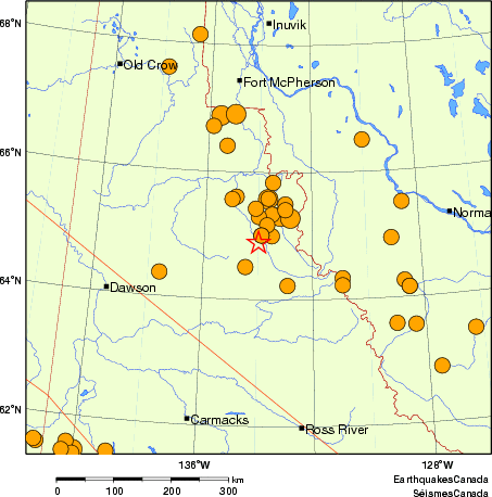 carte des séismes historiques de magnitude 5,0 et plus. Détails dans le tableau de données ci-dessous