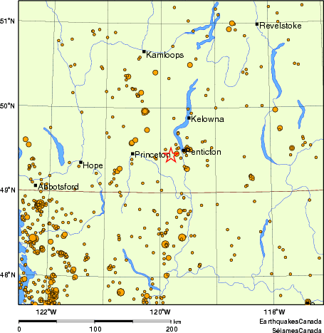 carte des des séismes de magnitude 2,0 et plus depuis 2000