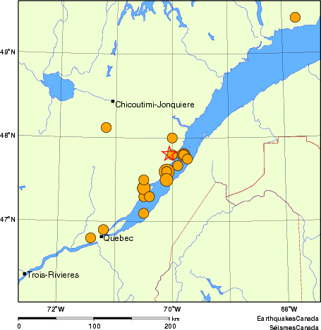 carte des séismes historiques de magnitude 5,0 et plus. Détails dans le tableau de données ci-dessous