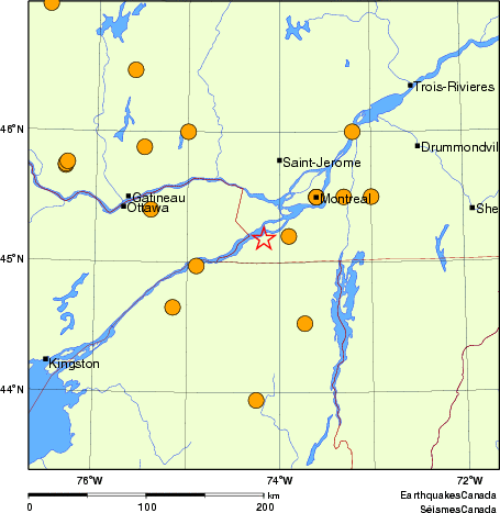 carte des séismes historiques de magnitude 5,0 et plus. Détails dans le tableau de données ci-dessous