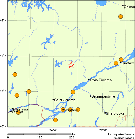 carte des séismes historiques de magnitude 5,0 et plus. Détails dans le tableau de données ci-dessous