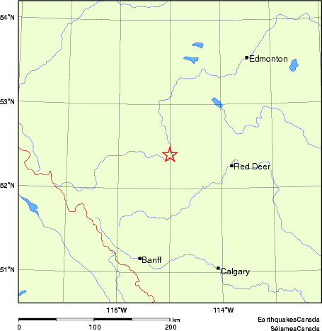 carte des séismes historiques de magnitude 5,0 et plus.  Détails dans le tableau de données ci-dessous