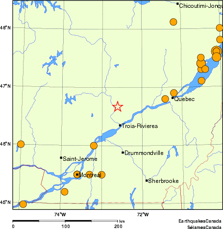 carte des séismes historiques de magnitude 5,0 et plus. Détails dans le tableau de données ci-dessous