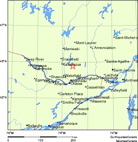 carte des endroits près de l'épicentre