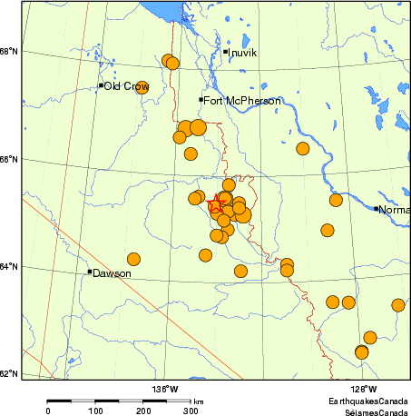 carte des séismes historiques de magnitude 5,0 et plus. Détails dans le tableau de données ci-dessous