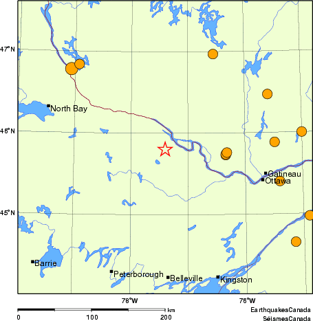 carte des séismes historiques de magnitude 5,0 et plus. Détails dans le tableau de données ci-dessous