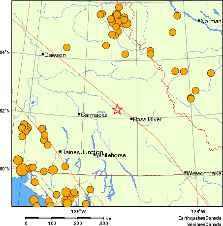 carte des séismes historiques de magnitude 5,0 et plus. Détails dans le tableau de données ci-dessous