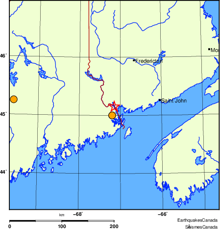 carte des séismes historiques de magnitude 5,0 et plus.  Détails dans le tableau de données ci-dessous