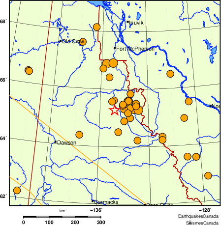 carte des séismes historiques de magnitude 5,0 et plus. Détails dans le tableau de données ci-dessous