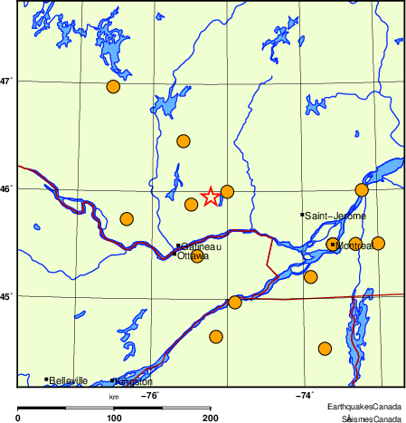 carte des séismes historiques de magnitude 5,0 et plus. Détails dans le tableau de données ci-dessous