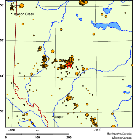 carte des des séismes de magnitude 2,0 et plus depuis 2000