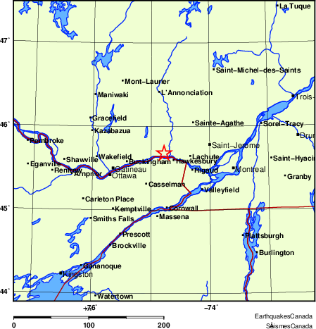 carte des endroits près de l'épicentre