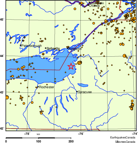 carte des des séismes de magnitude 2,0 et plus depuis 2000