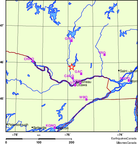carte des localisations des stations sismologiques locales