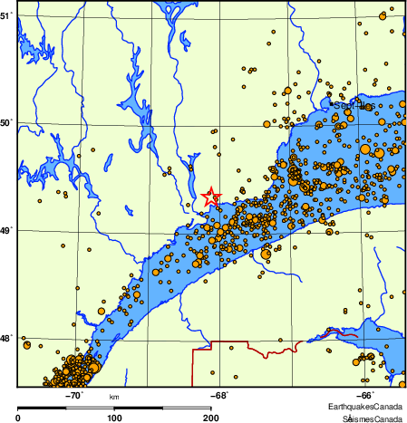 carte des des séismes de magnitude 2,0 et plus depuis 2000