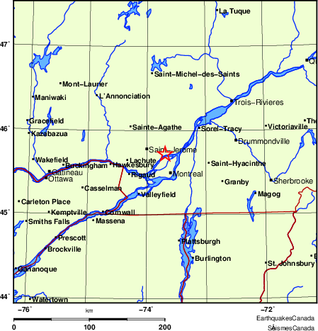 carte des endroits près de l'épicentre