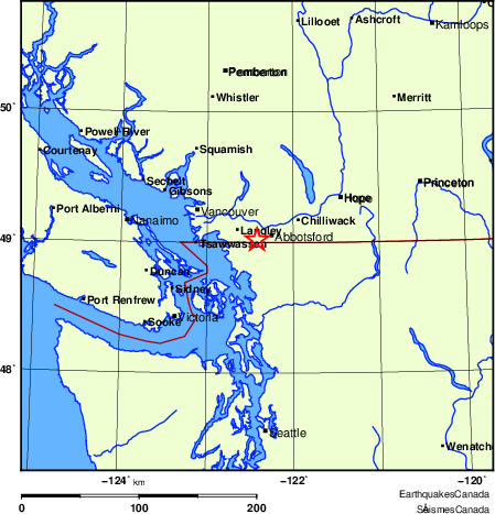 carte des endroits près de l'épicentre