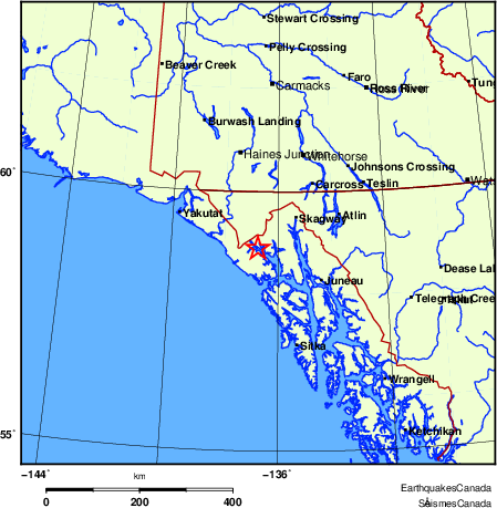 carte des endroits près de l'épicentre