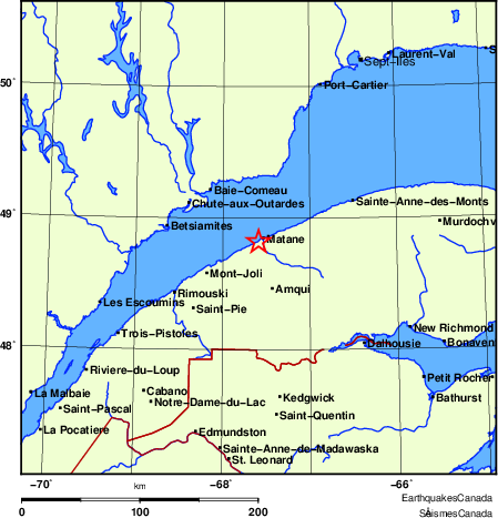 carte des endroits près de l'épicentre