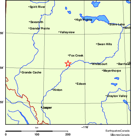 carte des endroits près de l'épicentre