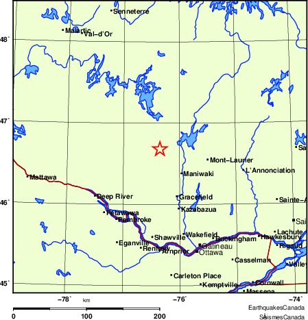 carte des endroits près de l'épicentre