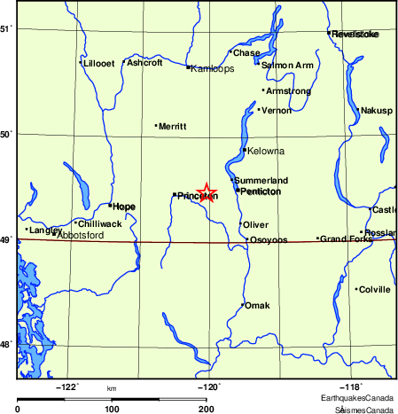 carte des endroits près de l'épicentre