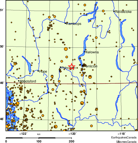 carte des des séismes de magnitude 2,0 et plus depuis 2000