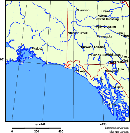 carte des endroits près de l'épicentre