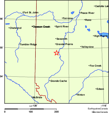 carte des endroits près de l'épicentre