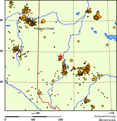 carte des des séismes de magnitude 2,0 et plus depuis 2000