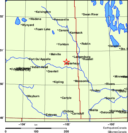 carte des endroits près de l'épicentre