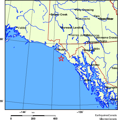 carte des endroits près de l'épicentre