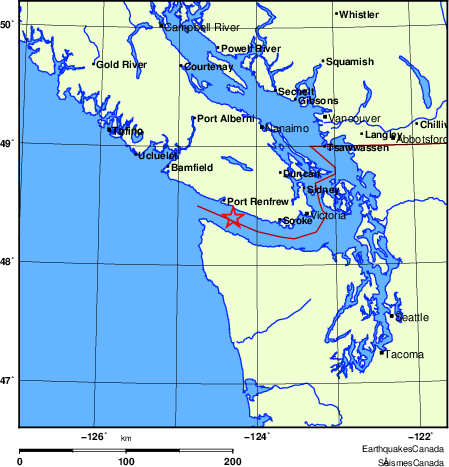 carte des endroits près de l'épicentre